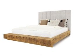 łóżko drewniane dębowe tapicerowane 180x200 nowoczesne do sypialni