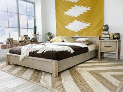 łóżko drewniane styl boho