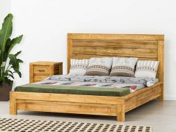 łóżko drewniane świerkowe 160x200 w stylu rustykalnym do sypialni