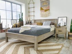łóżko drewniane w stylu boho