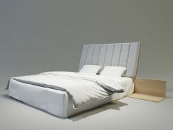 łóżko drewniane z tapicerowanym zagłowkiem nowoczesne do sypialni