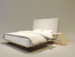 łóżko z drewna tapicerowane wezgłowie nowoczesne 140x210