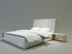 łóżko z drewna tapicerowany zagłówek w stylu skandynawskim 140x210