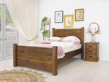 łóżko drewniane boho sosnowe 180x200 wysokie