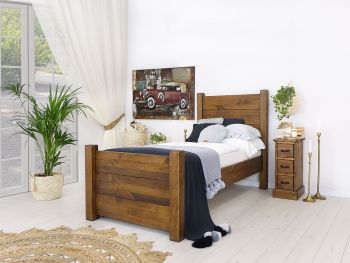 łóżko drewniane rustykalne do pokoju młodzieżowego 90x200 wysokie