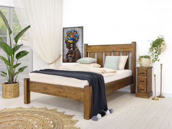 łóżko z drewna rustykalne do sypialni 140x200 wysokie
