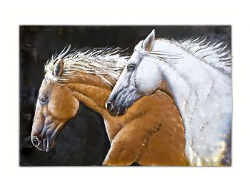 obraz metalowy 3d dekoracyjny konie