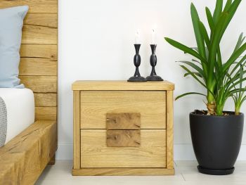 szafka nocna drewniana dębowa z szufladami nowoczesna