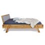 łóżko dębowe z tapicerowanym zagłówkiem