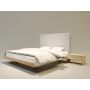 łóżko drewniane z tapicerowanym zagłówkiem skandynawskie 200x210