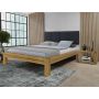 łóżko z drewna dębowego nowoczesne z panelem tapicerowanym