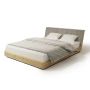 łóżko z drewna tapicerowane wezgłowie