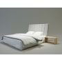 łóżko z drewna tapicerowany zagłówek w stylu skandynawskim 120x210