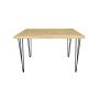 stol drewniany z metalowymi nogami