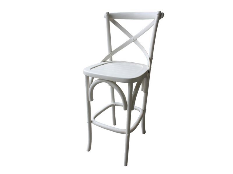 Białe krzesło barowe drewniane White Mango 2