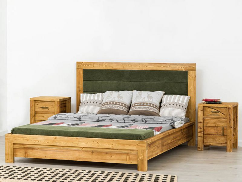 Łóżko drewniane z wezgłowiem tapicerowanym MIDLAND 140