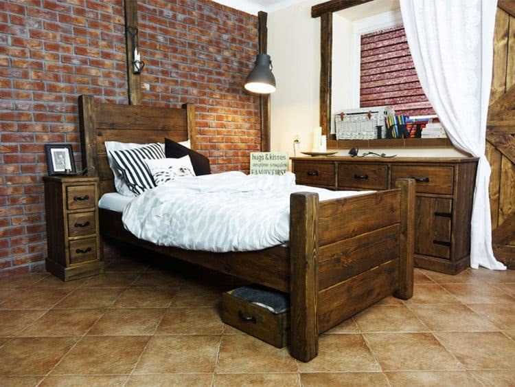 meble drewniane, łóżko